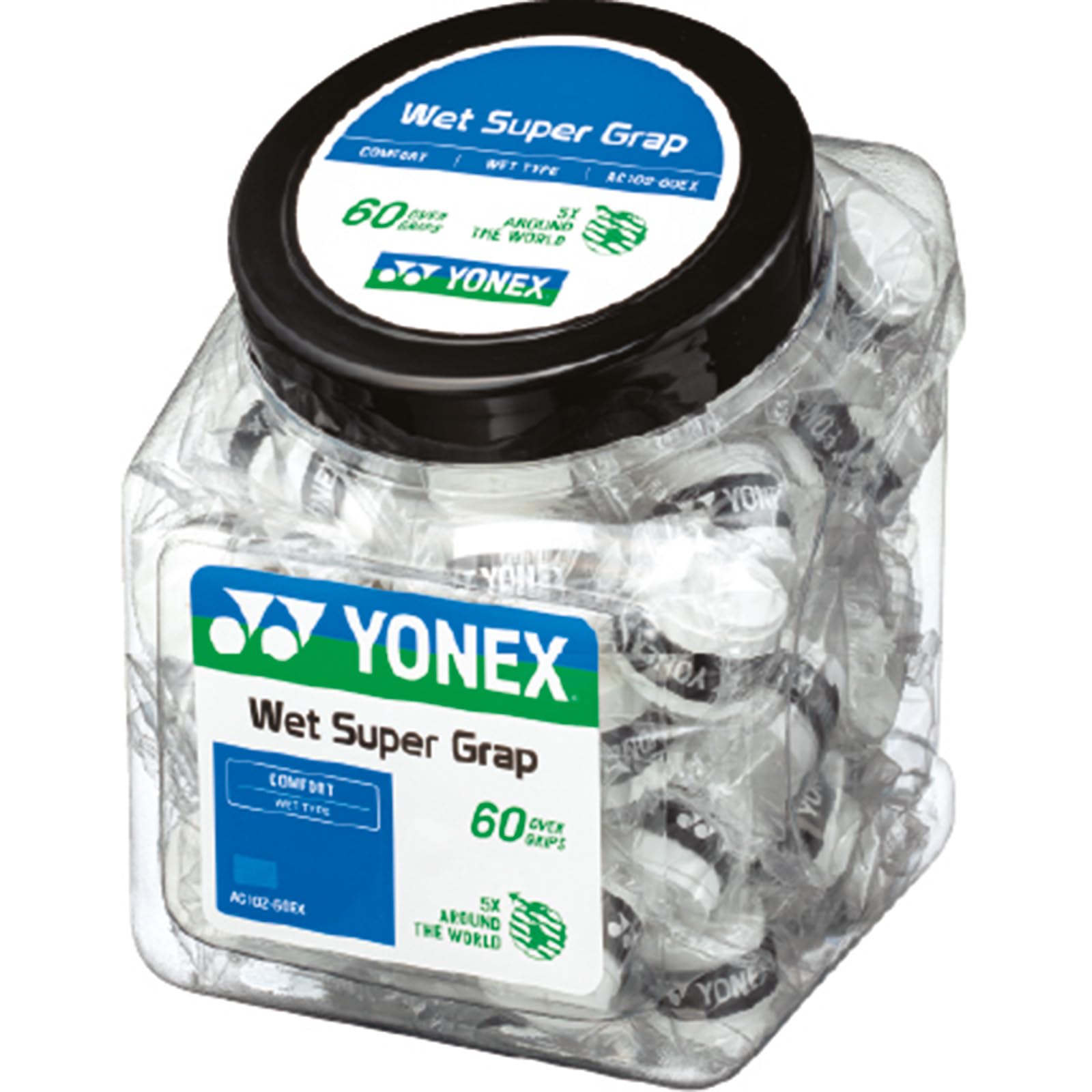 Super Grap Overgrip 60 Count Bucket | Durable Lightweight Replacement Tennis & Badminton Racquet Grips in Multipacks | Maximum Control, Feel & Protection