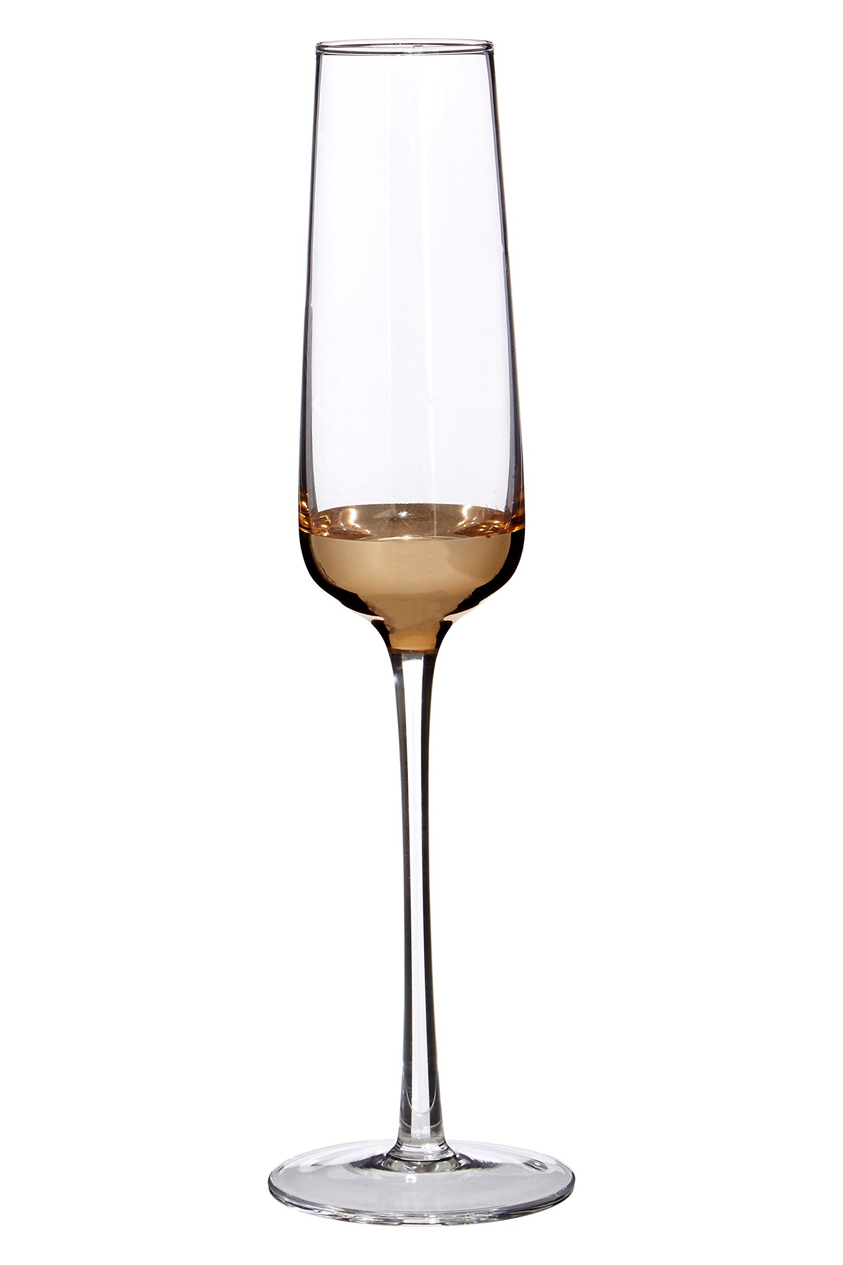 Premier Housewares Set of 4 Champagne Glasses - Clear Glass with Gold Band - 180ml Capacity