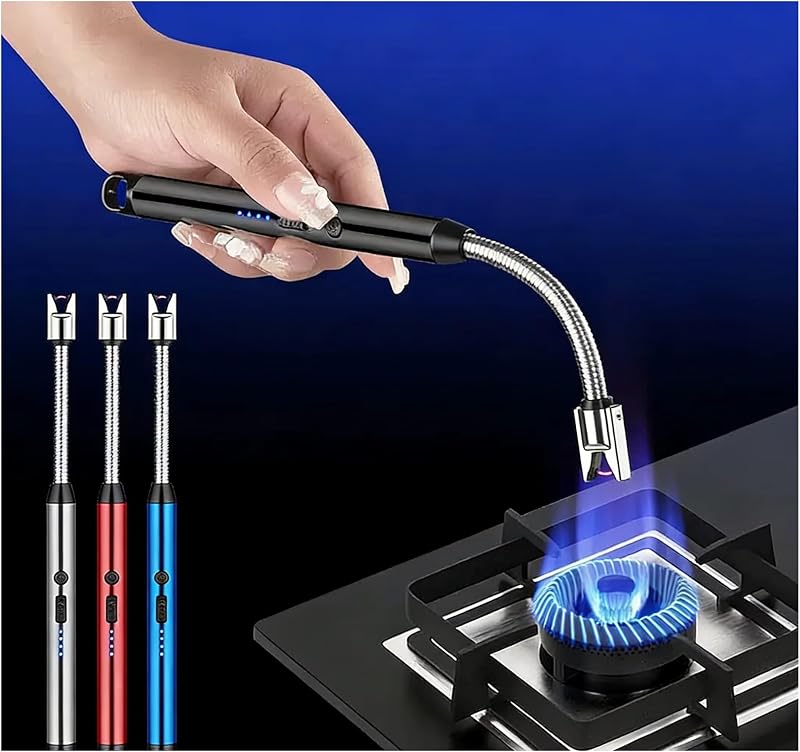 ولاعة كهربائية قابلة لاعادة الشحن بمنفذ USB مع رقبة مرنة طويلة مناسبة للمطبخ والاضواء ومواقد الغاز والشواء (الوان متعددة)
