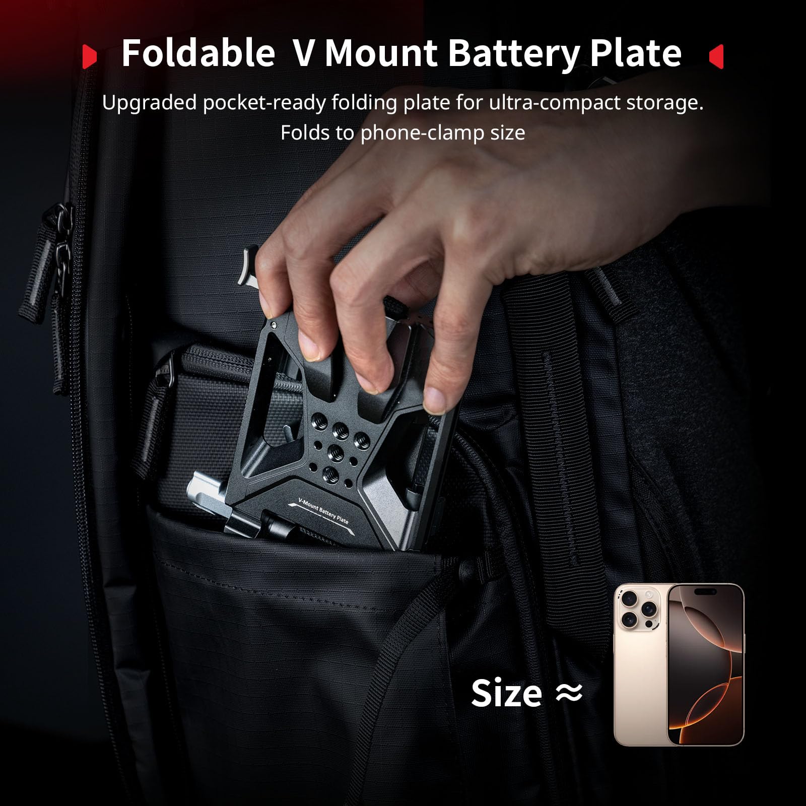 SMALLRIG Faltbares V Mount Akku Plate Kit Pro, QR Plate für Arca, LCD-Bildschirmschutzhalterung und Kabelclips, All-in-One-Kompaktkamera-Video-Rig für Spiegellose/DSLR, für NEEWER V Mount Akku - 5315