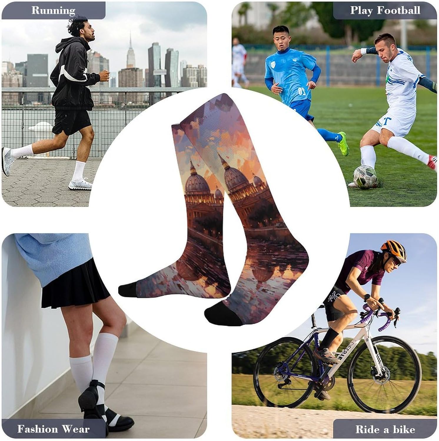 Rome Sunset Knee High Soccer Socks Moisture Wicking