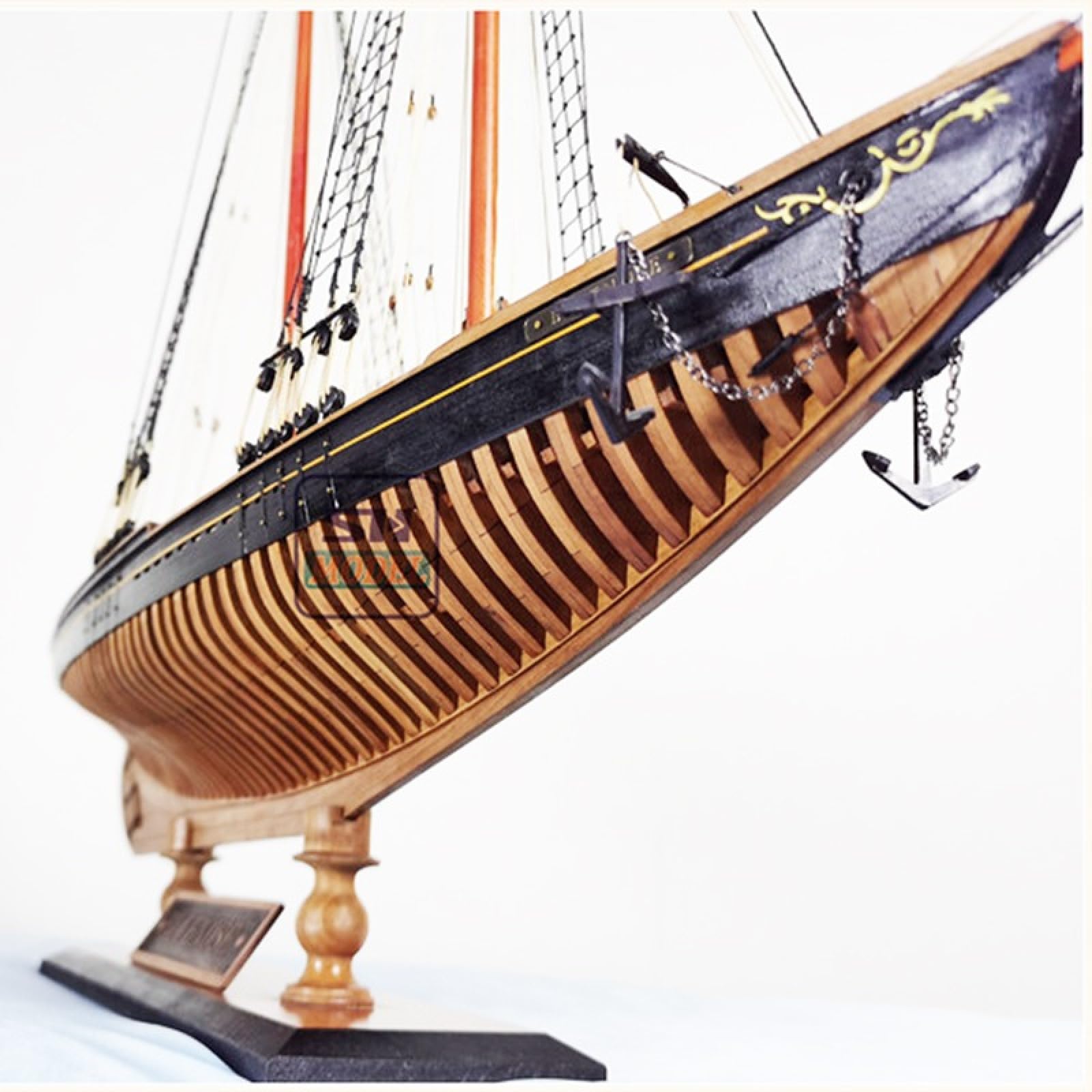 SyangKaitian Kit de bateau à voile en bois, kit de bateau à voile, 7 pièces en bronze, kit de bateau à voile en bois, décoration de maison, cadeau de bateau, jouet pour