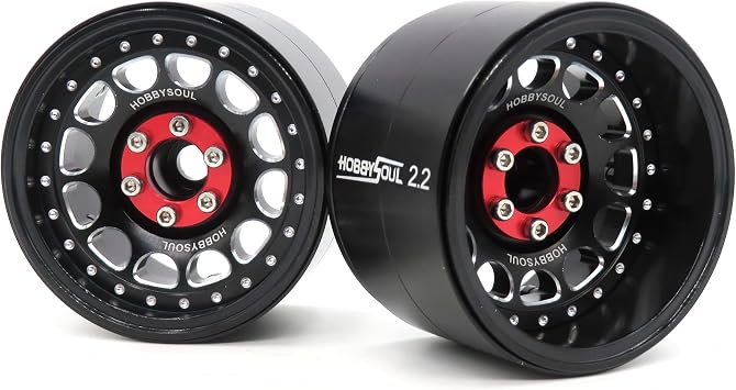 hobbysoul RC 2.2 Beadlock Wheels Adjustable 4 Offsets Rims Wide 1.57'' (40mm) for Gen8 Everest gen 7 Pro / SCX10 Capra Wraith / TRX4 AMG 6x6, (4-Pack)