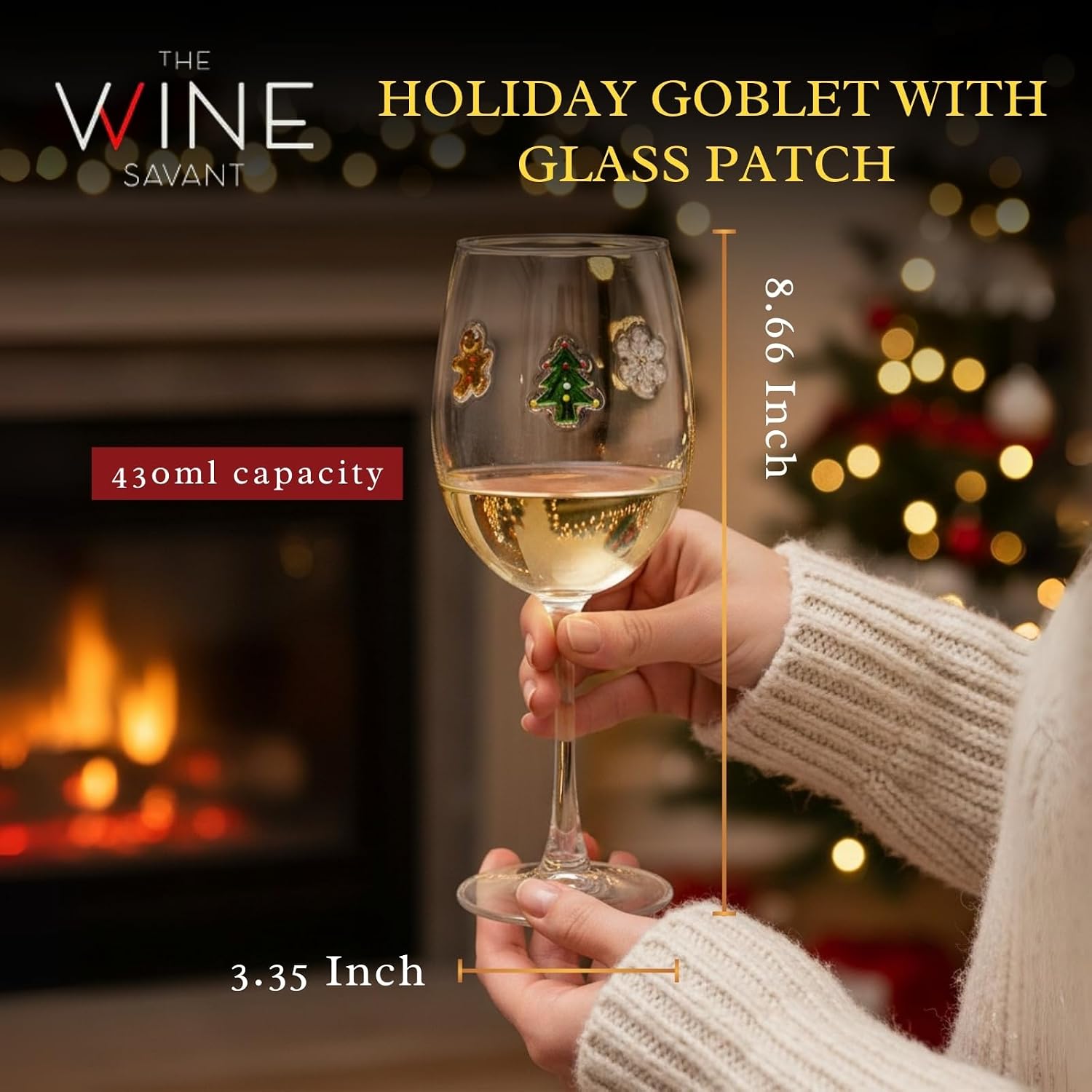 Stemmed Christmas Icon Glass Cups - 14 oz Snowman Gingerbread Man Candy Cane Xmas Tree Stemless Wine Glasses Red Large Wine Icon Juice Glasses Drinking Cups for Holiday Party Supplies & Christmas Gift
