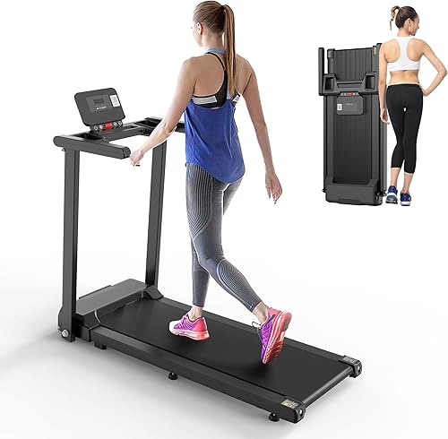 Cintas de correr plegables con inclinación, cintas de correr portátiles plegables para el hogar, capacidad de 300 libras con 12 modos HIIT pantalla