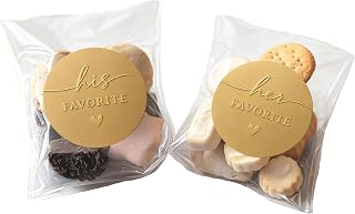 120 x His and Her Favorite Wedding Stickers – Embossed Gold Foil Favor Labels for Candy or Gift Bags – Elegant Wedding Thank You Stickers – 1.6 Inch (Stickers Only)