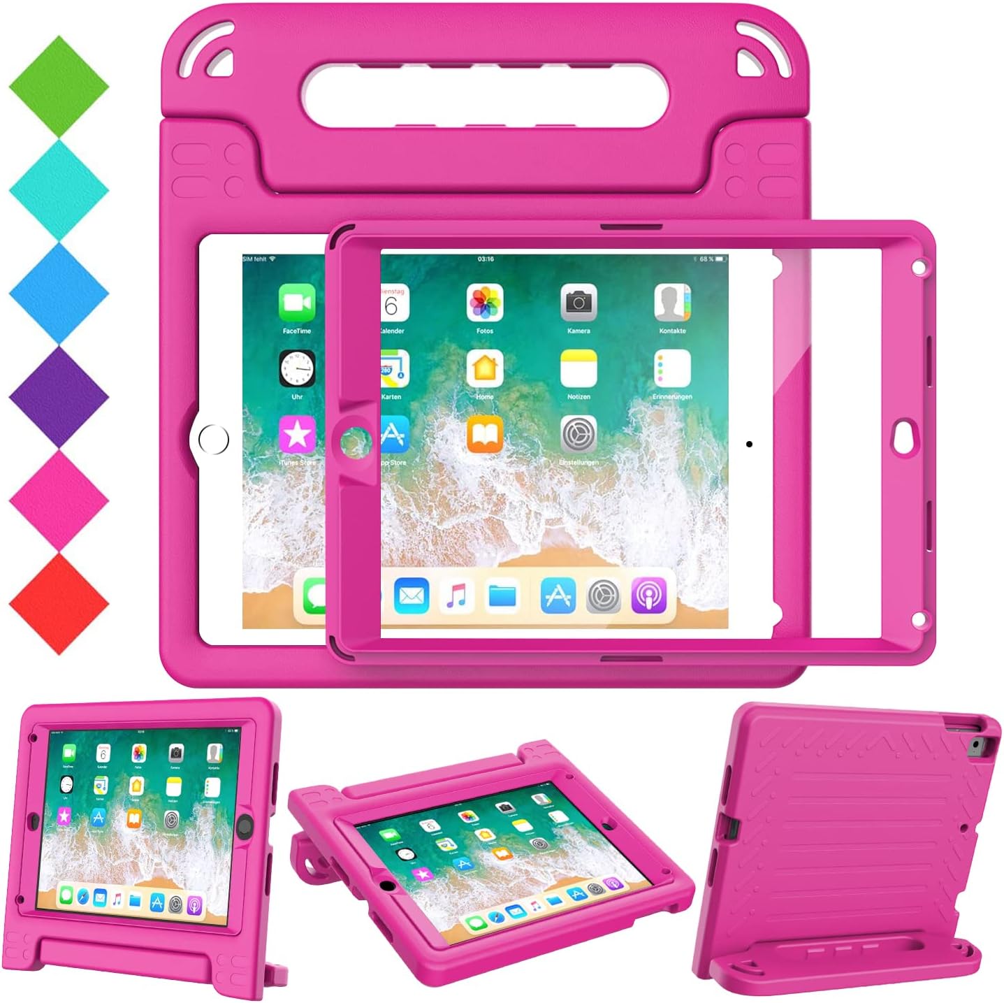 BMOUO Custodia Per Bambini Per IPad 9.7 (6ª/5ª Gen E Air 2) – Antiurto Con Maniglia E Supporto, Protezione Schermo Inclusa