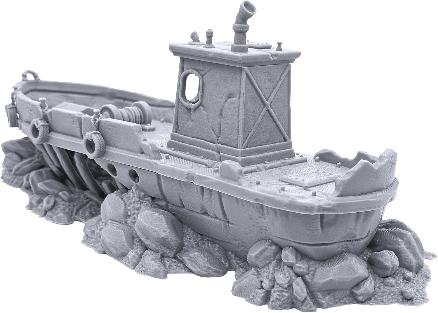 EnderToys Ruined Fishing Boat by Printable Scenery, 3D Printed Tabletop RPG Scenery and Wargame Terrain 28mm Miniatures