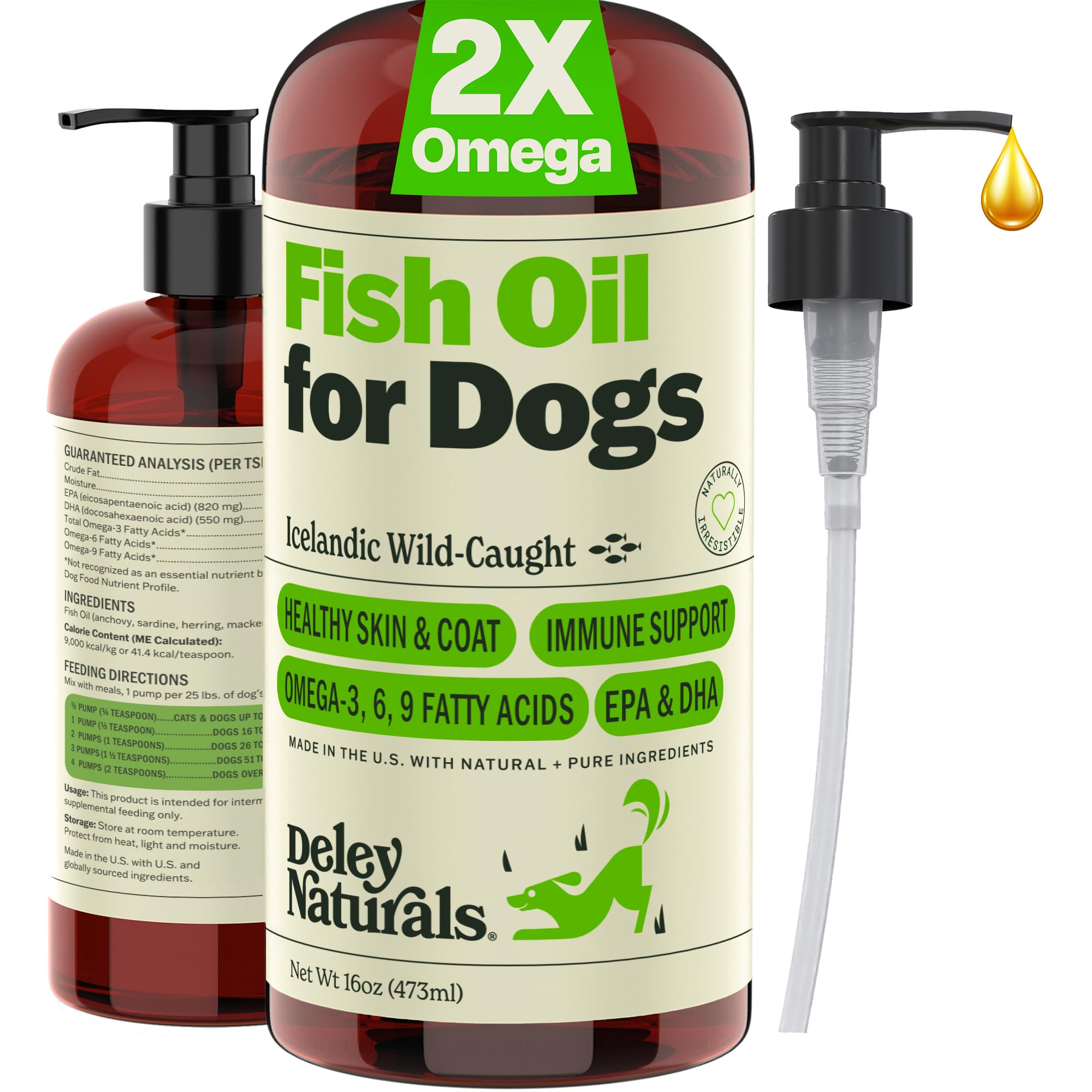 Deley Naturals Wild Alaskan Salmon Oil for Dogs & Cats - New and Improved Salmon Oil Plus Formula - Fish Oil for Dogs with Omega 3, DHA and EPA - Omega 3 for Healthy Skin and Coat - 32oz Made in USA — Amazon image 13