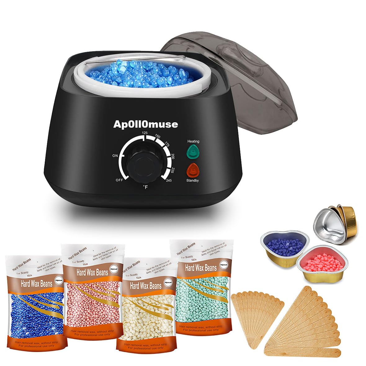 Apollomuse Waxing Kit for Women Brazilian Wax Warmer Kit