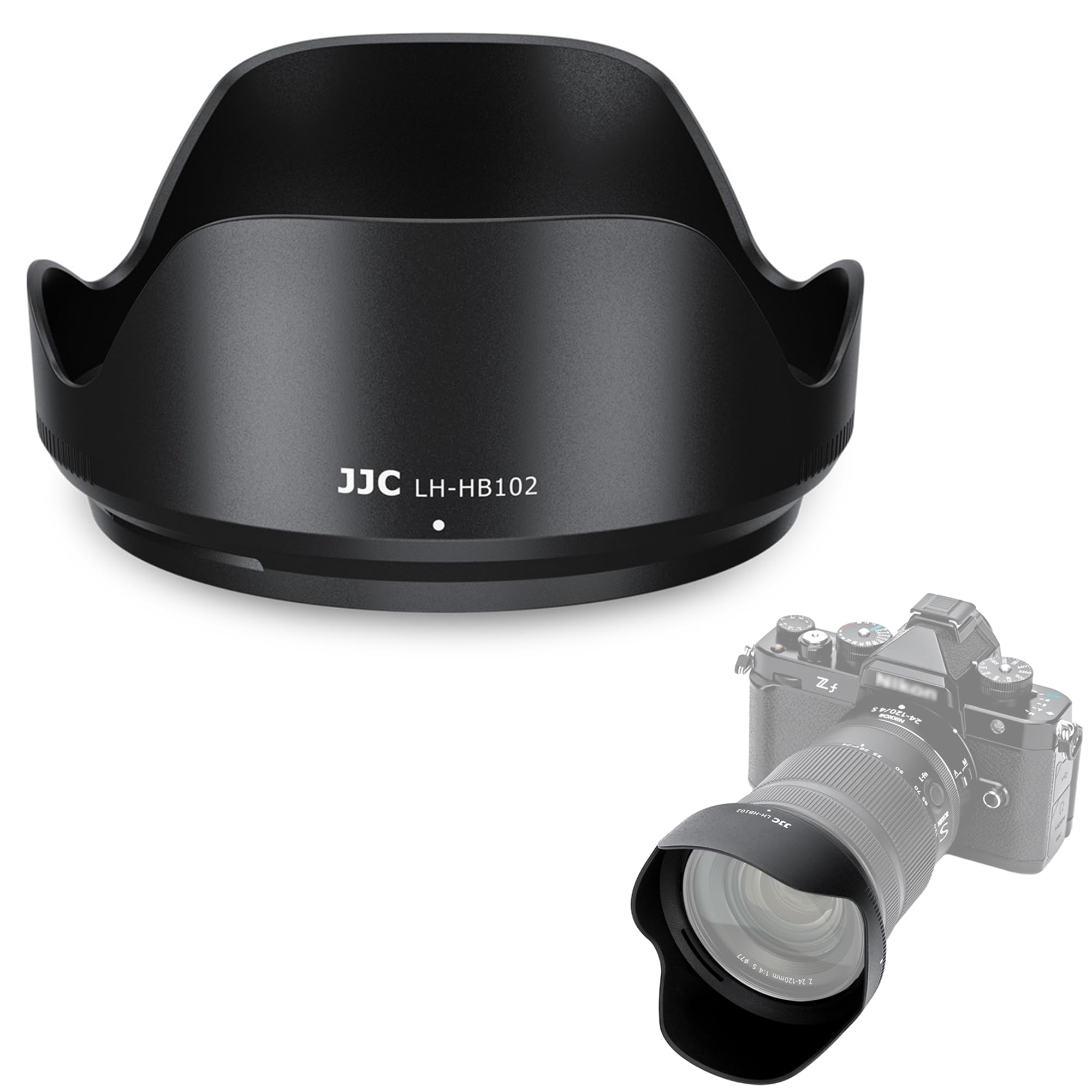 JJC Lens Hood Reversible Lens Shade Cover for Nikon Z 24-120mm f4 S and Nikon Z 28-400mm f4-8 VR lens on Z8 Z9 Z7 II Z6 II Zf Z5, Replace Nikon HB-102