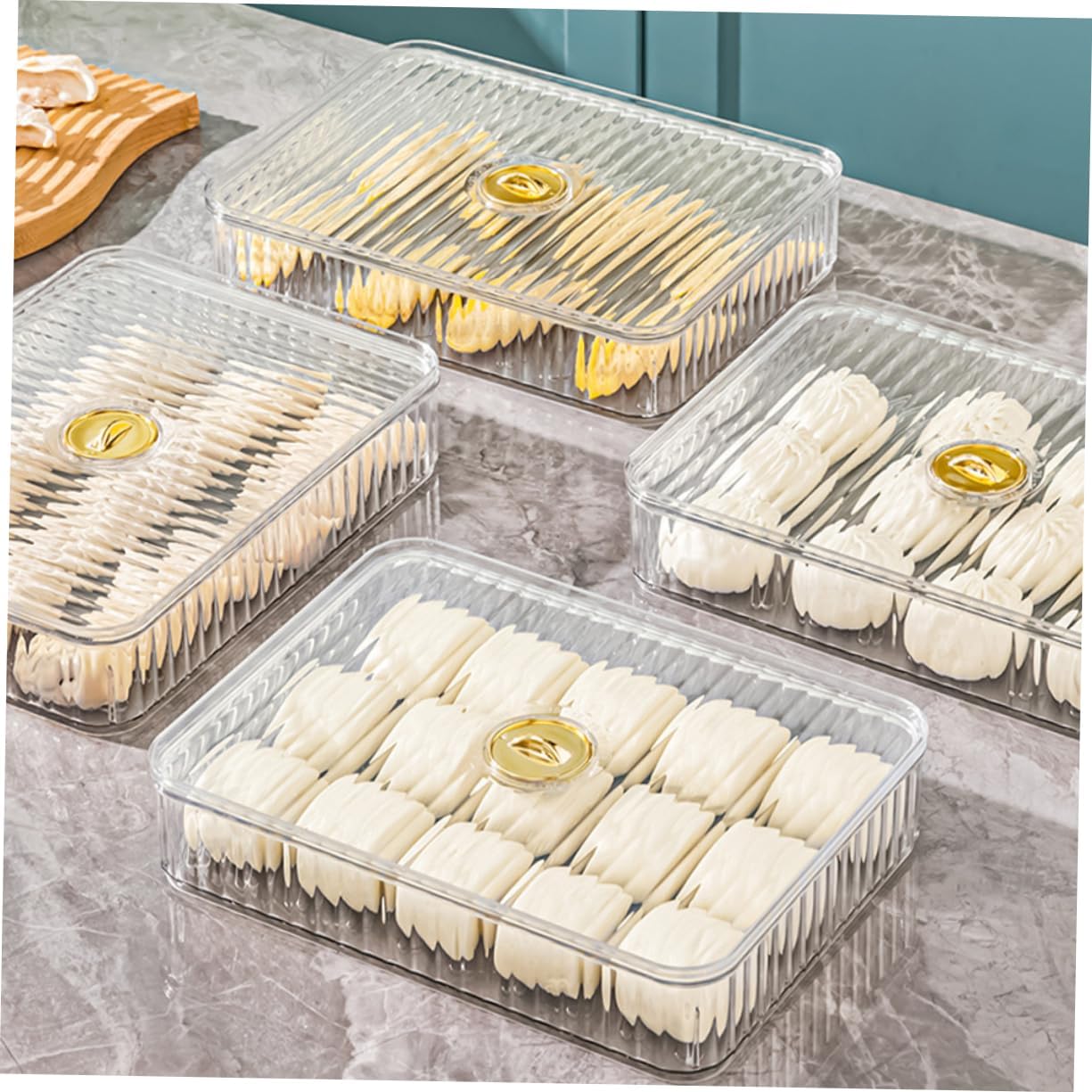 PRETYZOOM Kitchen Fridge Organizer Double Transparent Holder Vegetable Storage Container for Refrigerator Pet Material for Pantry and Freezer Organization