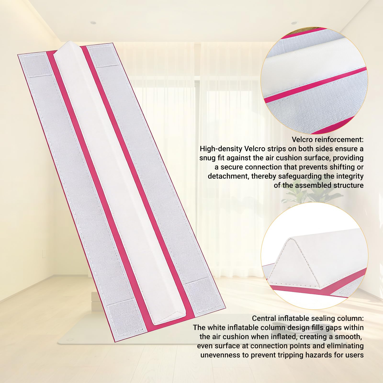 100cm Länge Luftmatte-Trommelschienen Verbindungsbandstreifen für Tumbling Matte Verbindungsband Connector Tape Gymnastikmatte Anschluss für Yoga Camping Trainingsmatten
