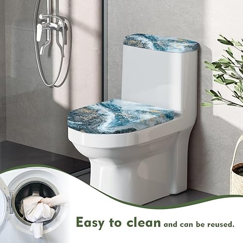 Miniatura 4 de Tapa de inodoro de mármol y cubierta de tanque de inodoro, cubierta de tapa de inodoro de tela de poliéster y cubierta de tanque de inodoro, tela de