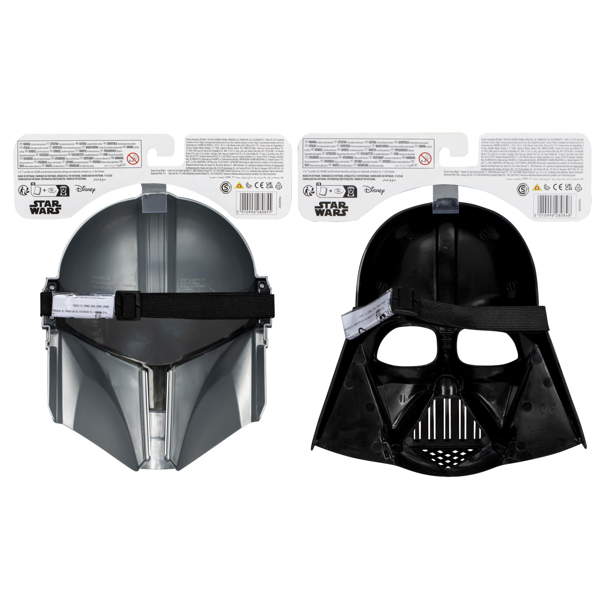 Star Wars Hasbro, Pack de Máscaras Mandalorian y Darth Vader, Juegos de Rol, héroes y Villanos, Fantasía, Cosplay, para Niños y Niñas de 5 Años o Más, Idea de Regalo