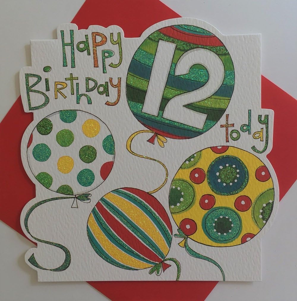 Age 12 Die Cut Balloons Birthday Card Amazon.co.uk Stationery & Office Supplies