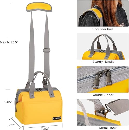 Miniatura 9 de ECHSRT Lonchera térmica para mujereshombres, bolsa de almuerzo reutilizable de 10 litros con correa ajustable para el hombro, a prueba de fugas para