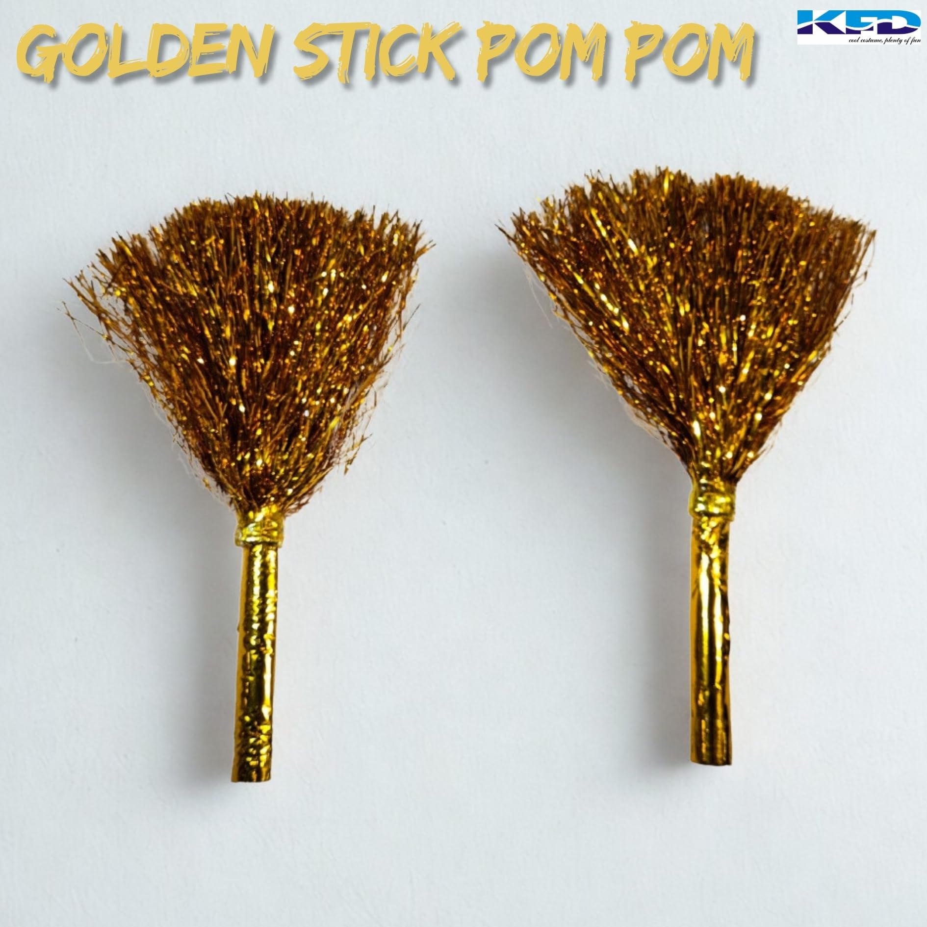 Kaku Fancy Dresses Plastic Cheerleading Pompom With Handle For Team Spirit Sports Dance, Cheerleader Cheering Squad Pompoms For Boy & Girl - Golden 1