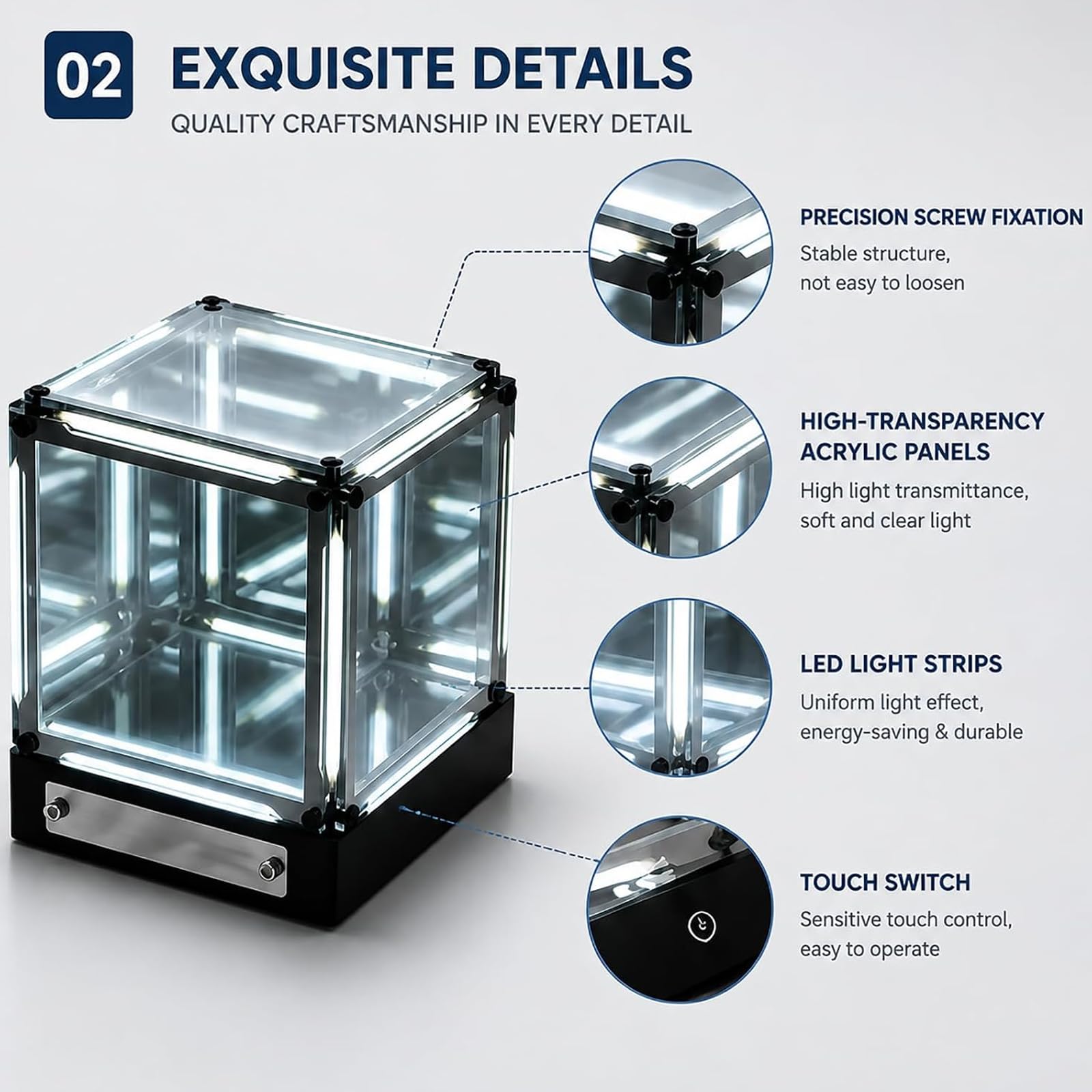 Infinity Cube Light, Lampada Abyss 4D con Touch Control