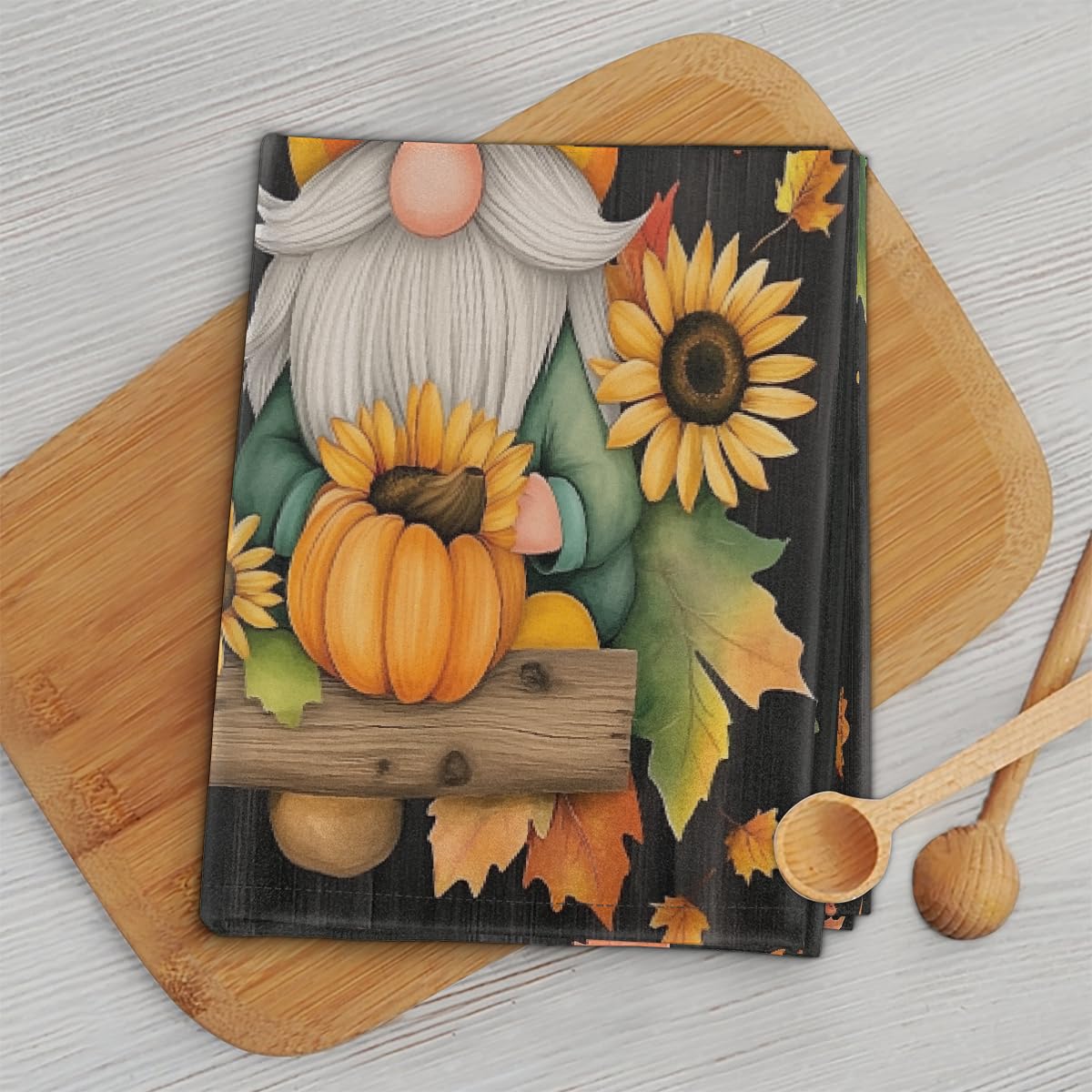 Paños de cocina de 45 x 72 cm, paños de cocina suaves y absorbentes de microfibra de secado rápido para baño, decoración del hogar, gnomos de girasol de Acción de Gracias, paquete de 4