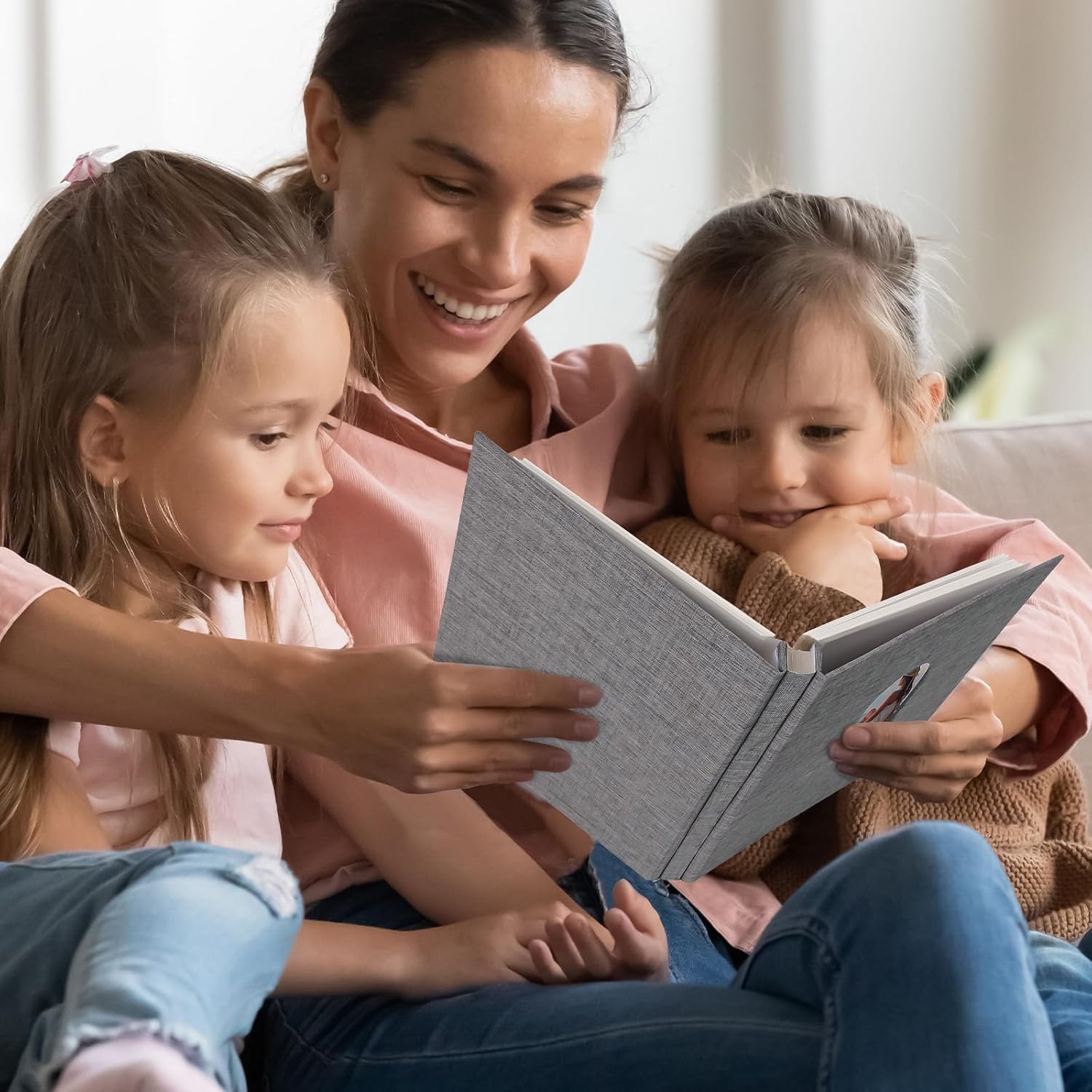 Vienrose 9.84x9.06 Inch Self-Adhesive Photo Album Linen Cover Arch Window Scrapbook Album 40 Pages Blank Inner Page Memory Book with A Metallic Pen, Beige - Image 6