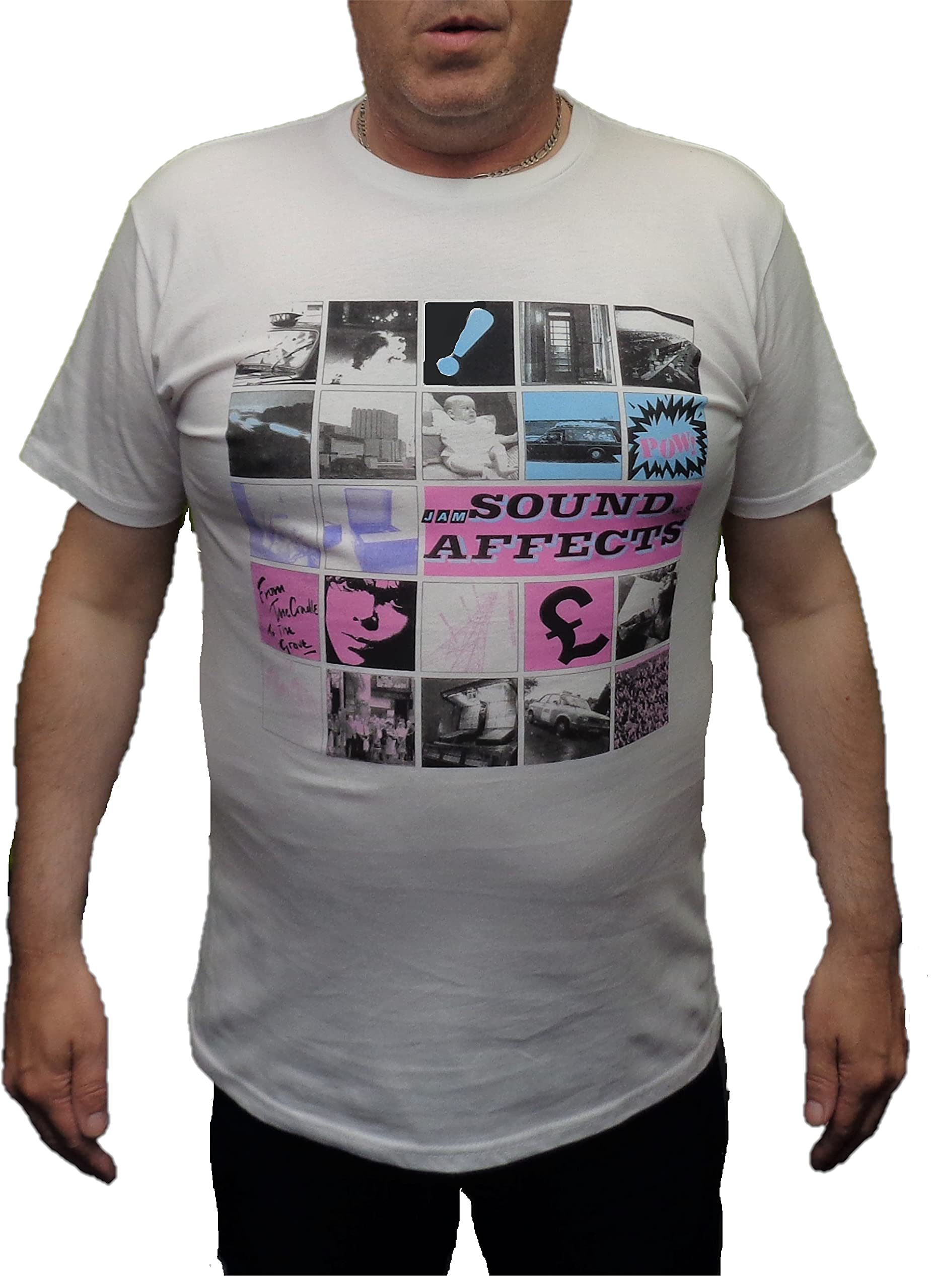Mazeys Mens Official The Jam T Shirts (XX Large, Sound Effects White)