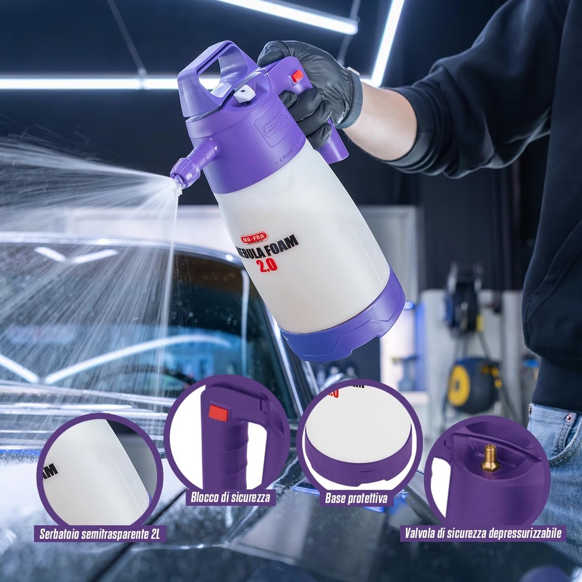 Ma-Fra, Nebula Foam 2.0, Nebulizzatore Schiumogeno Bi-Uso, Pompa a