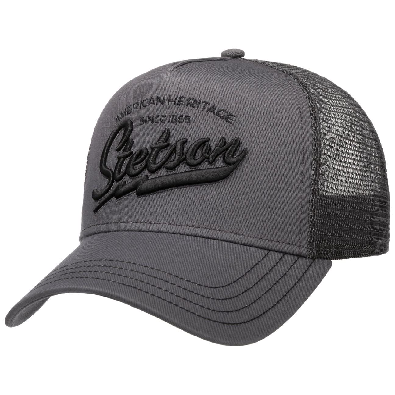 StetsonSince 1865 Trucker Cap One Size (ca. 56-60 cm) Herren - Schirm & Front aus 100% Baumwolle - Größenverstellbar - Meshcap mit Netzeinsatz - Schirmlänge 7 cm - Sommer/Winter