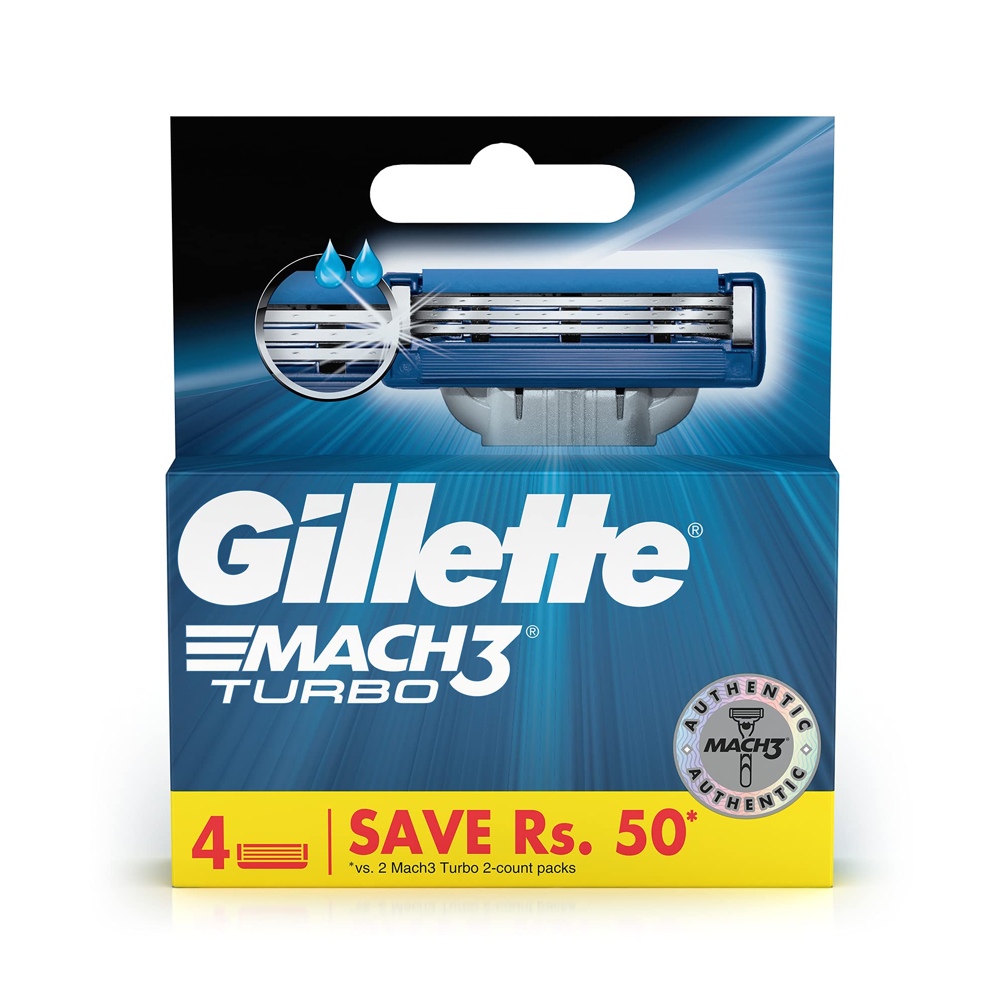 GilletteMach3 Turbo Razor Cartridges Refill, 4ct