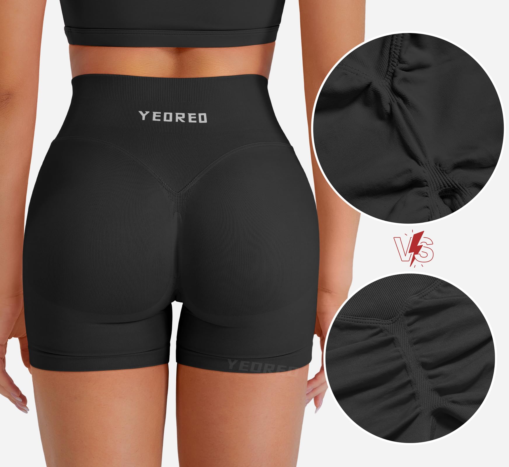YEOREO Invisible Scrunch Butt Sport Shorts Damen 4.5" Nahtlose High Waist Booty Gym Yoga Shorts Damen Push Up Kurze Leggings Butt Lifting Kurze Sporthose Workout Radlerhose