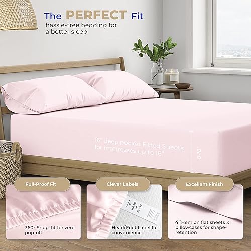 Miniatura 4 de THREAD SPREAD Juego de sábanas de 100 % algodón dividido tamaño King para cama ajustable, juego de sábanas de satén de 5 piezas de 400 hilos,