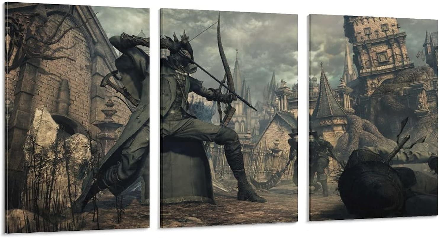 Room Decor Posters Games Bloodborne Old Hunters 5 Pieces Bedroom Decoration Paintings Canvas Art Poster and Wall Art Picture Print Modern Family Bedroom Decor Posters 12×18inch(30×45cm)