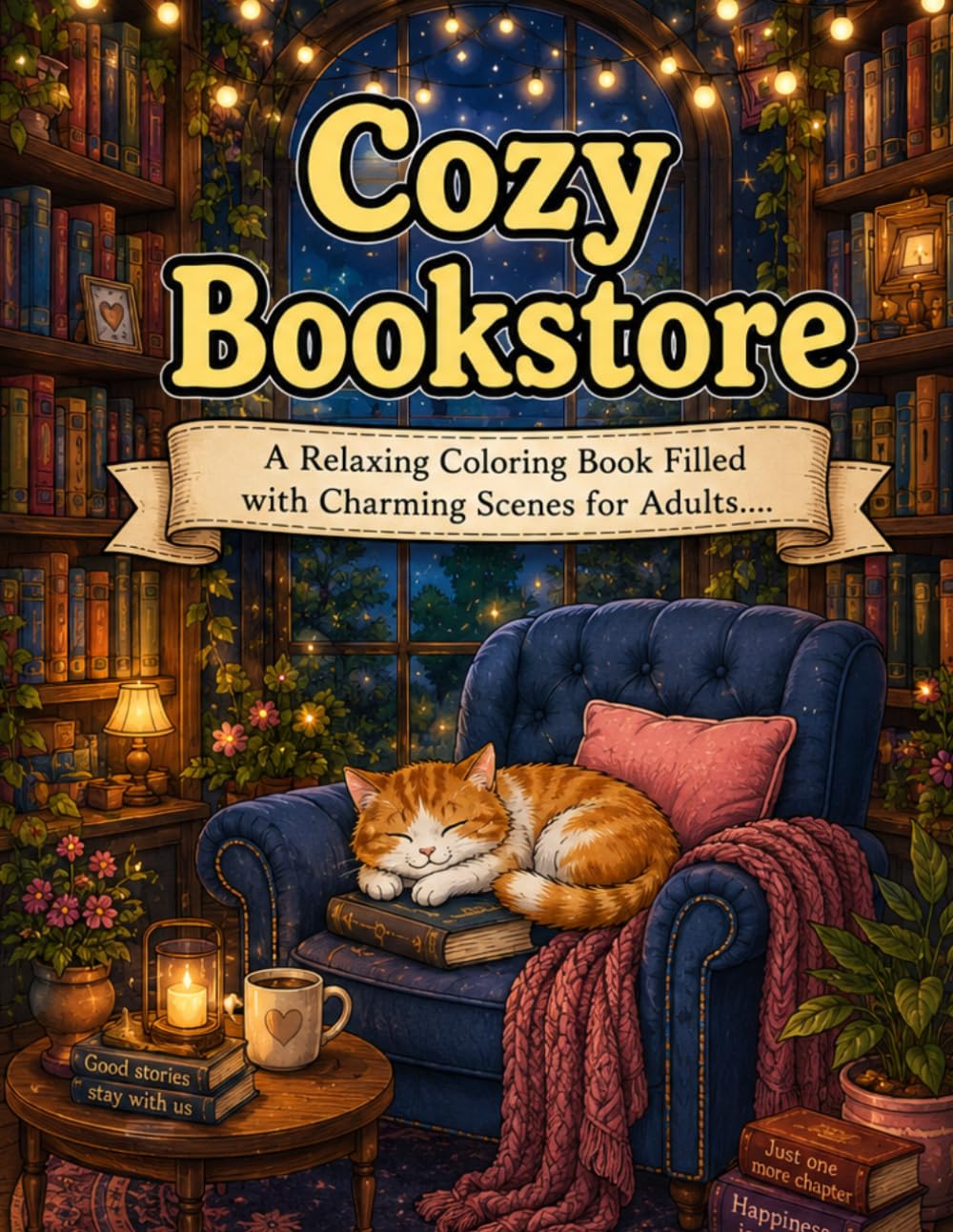 Cozy Bookstore: A Relaxing Coloring Book Filled with Charming Scenes for Adults