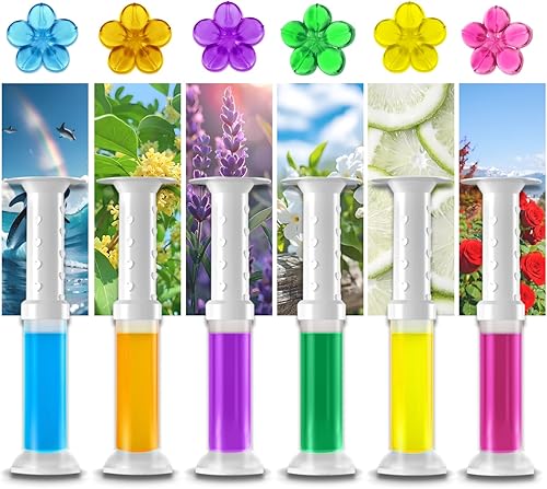 EKE Gel de inodoro, ambientador de limpieza para eliminar manchas de inodoro, 72 sellos de flores, paquete de 6 aromas