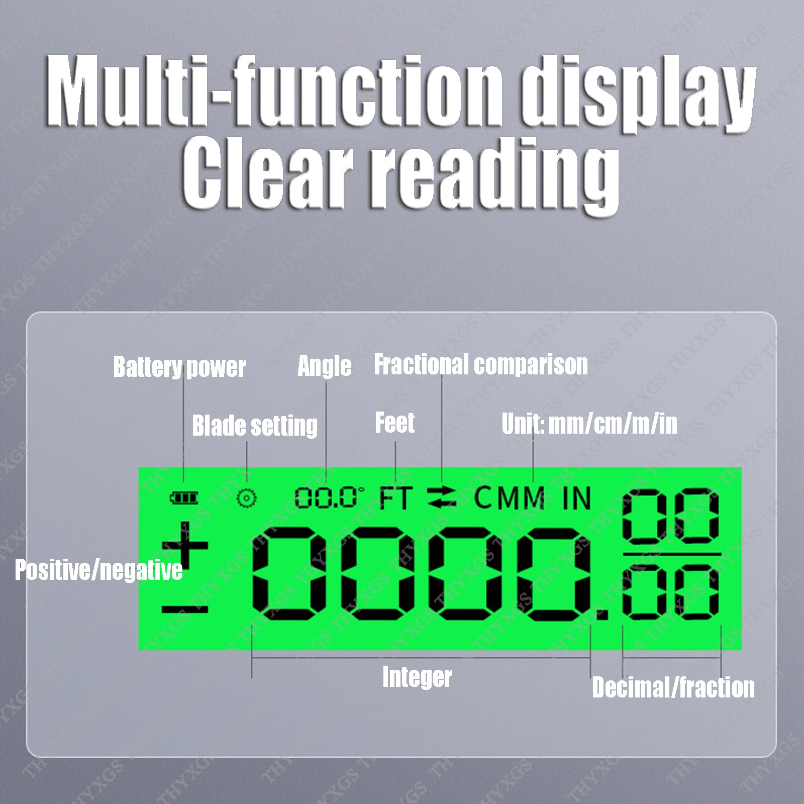 Strumento di misurazione per troncatrici, strumento a rulli LCD, portata 30 m, risoluzione 0,05 mm, supporta quattro unità di conversione, misura materiali piatti e rotondi