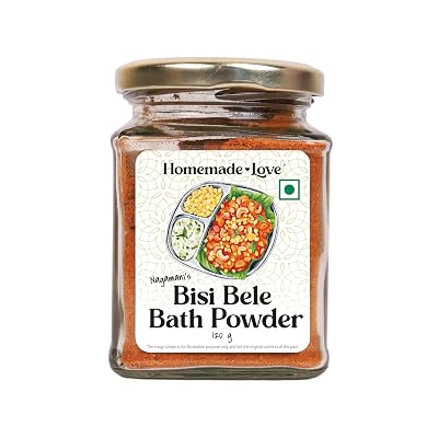 Homemade Love Bisi Bele Bath Powder 120g | Authentic Karnataka Masala with Roasted Lentils Coriander Red Chilli Cinnamon