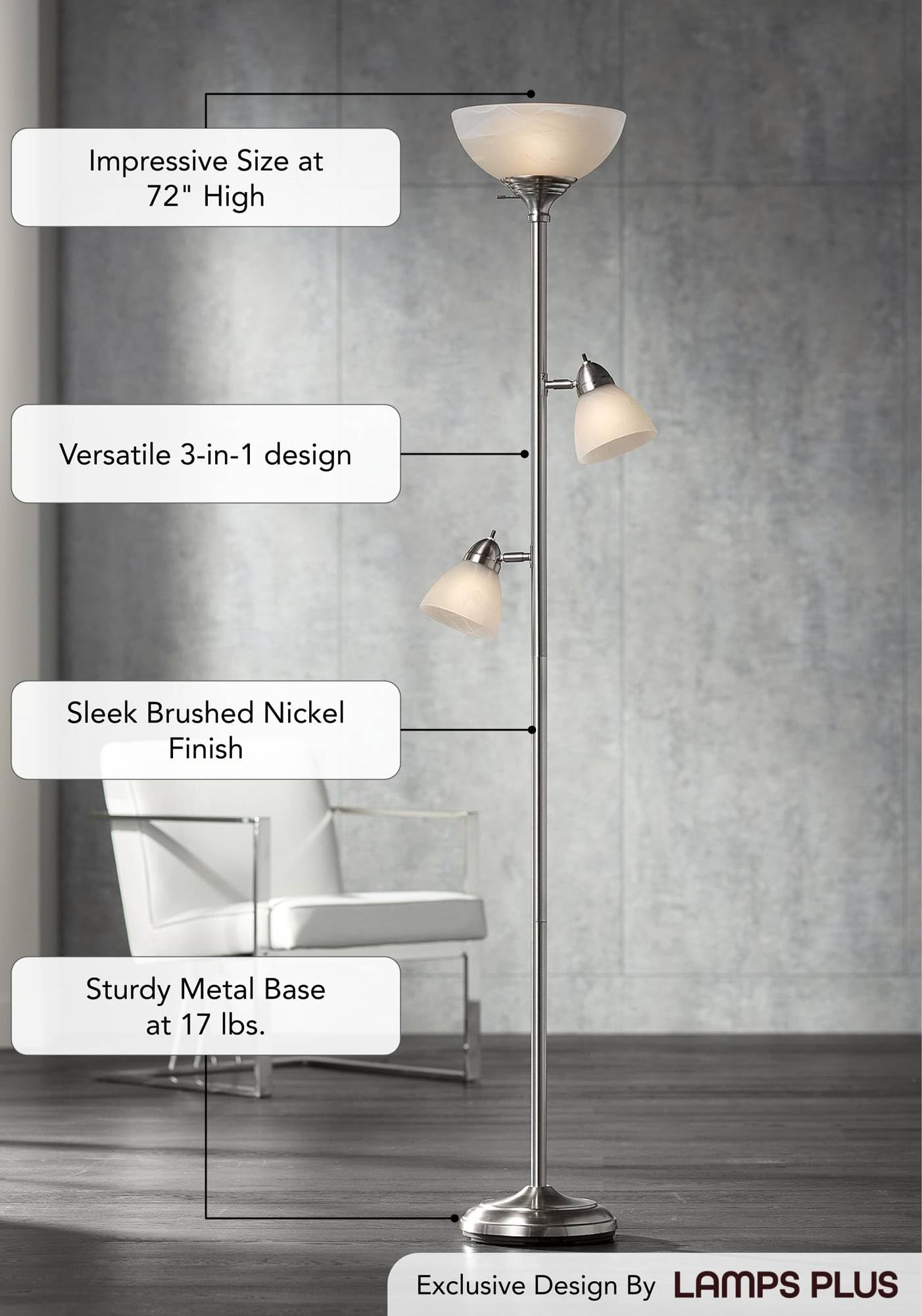 360 Lighting Ellery Modern Tree Torchiere Floor Lamp Standing 3