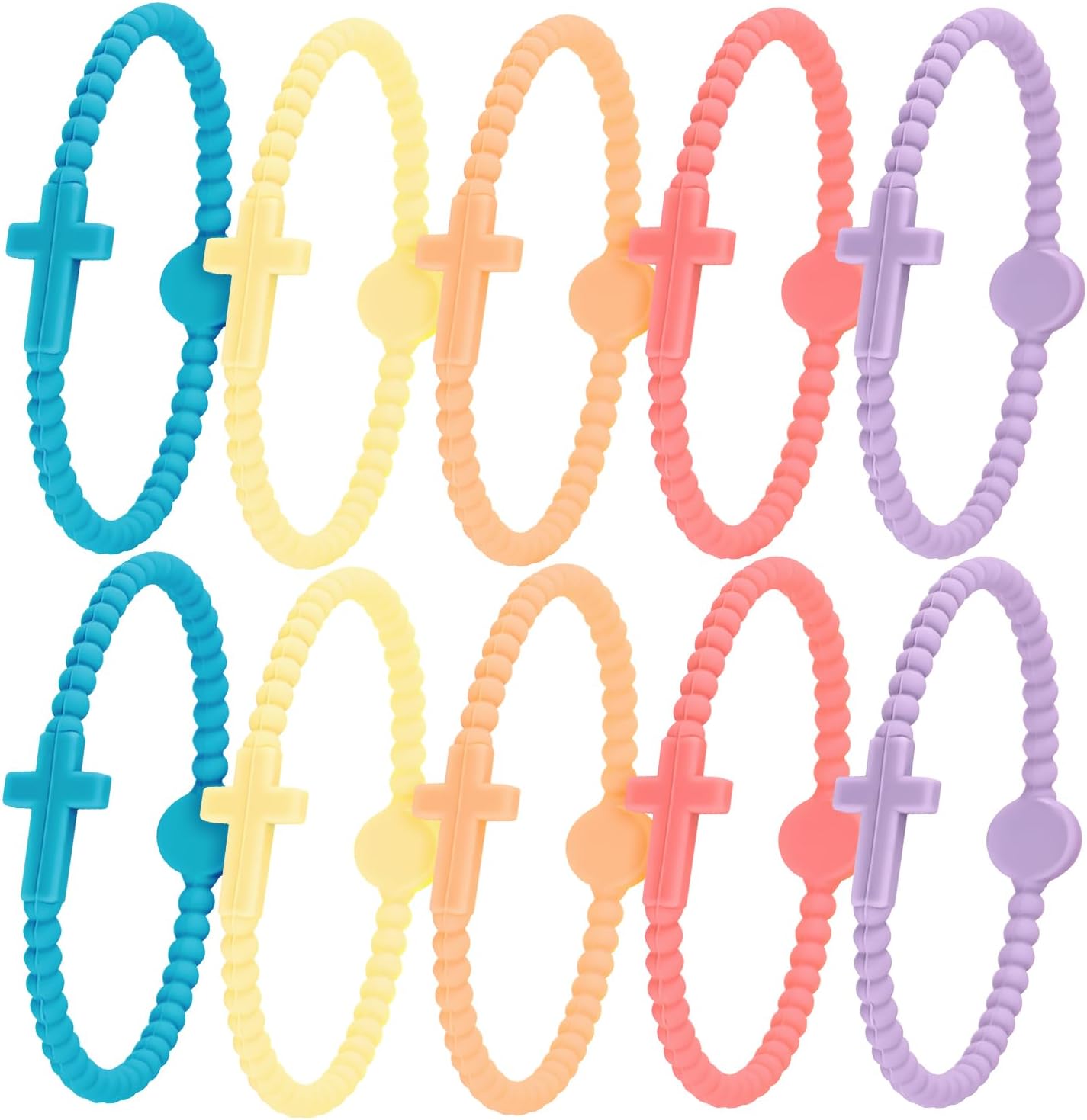 LANWLOSI Silicone Cross Bracelet, 10pcs Bracelet Rubber