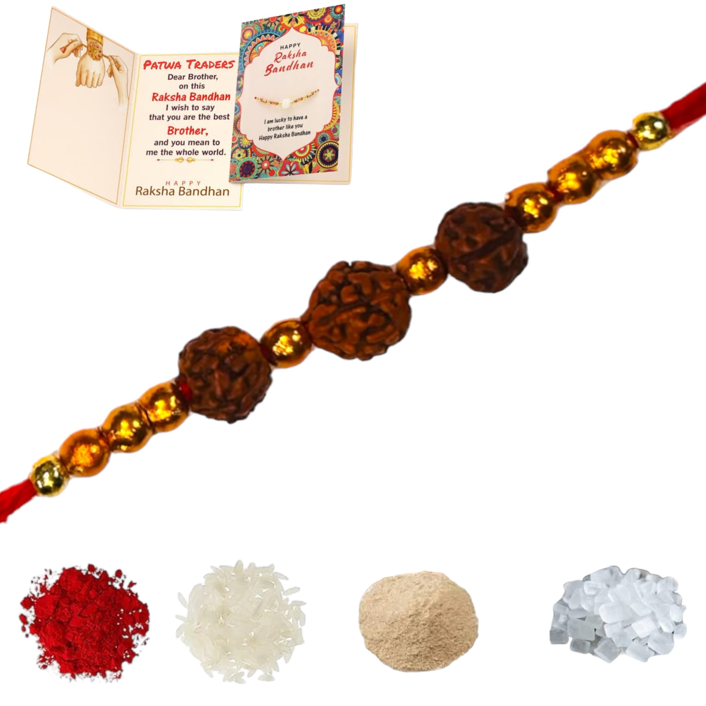 (Pack of 1,3,6 & 12) Designer Rudraksha Rakhi with Roli Chawal Bandhan rakhi for brother Combo Set (Pack of 6) (B0D1PG6DJS) Amazon Price History, Amazon Price Tracker