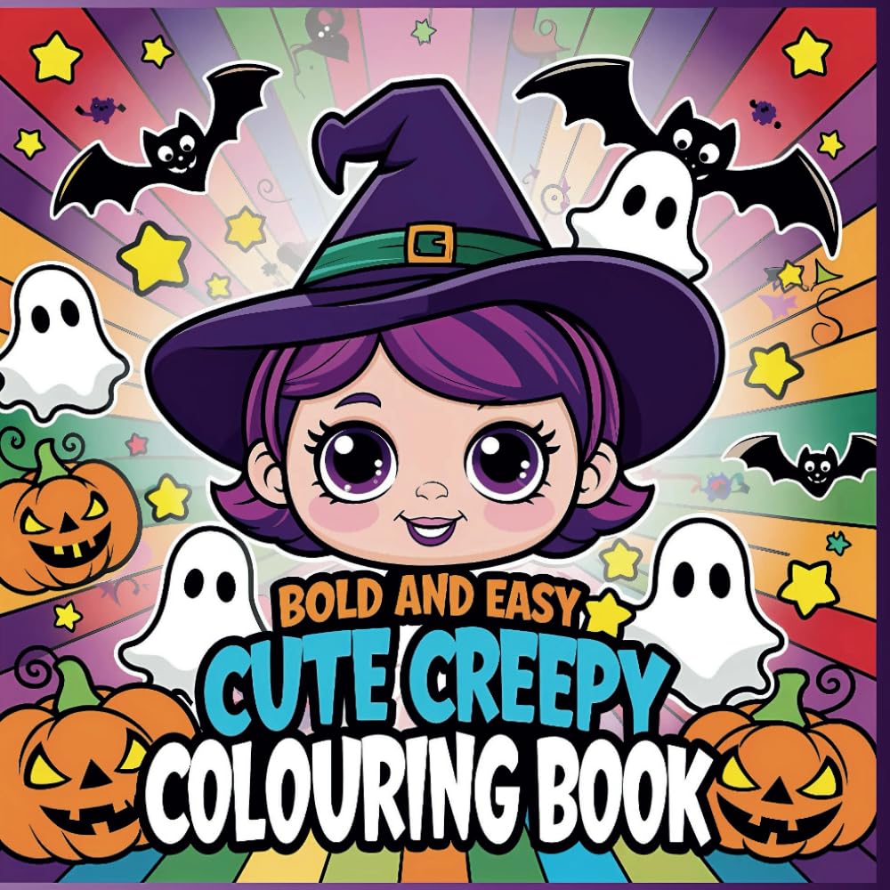 Bold and Easy Cute and Creepy: Charming and Relaxing Coloring Book for Adults and Teens: Delightful Characters, Spooky Creatures