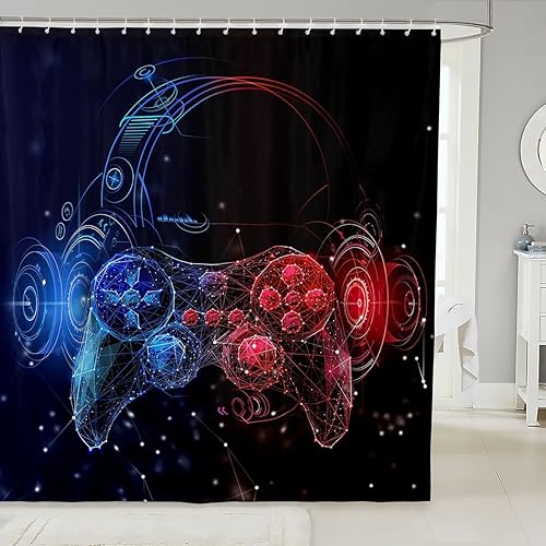 Vista 48 de Cortina de ducha con excavadora para niños, cortina de ducha para camiones de maquinaria de tractor, cortinas de baño de vehículos de construcción