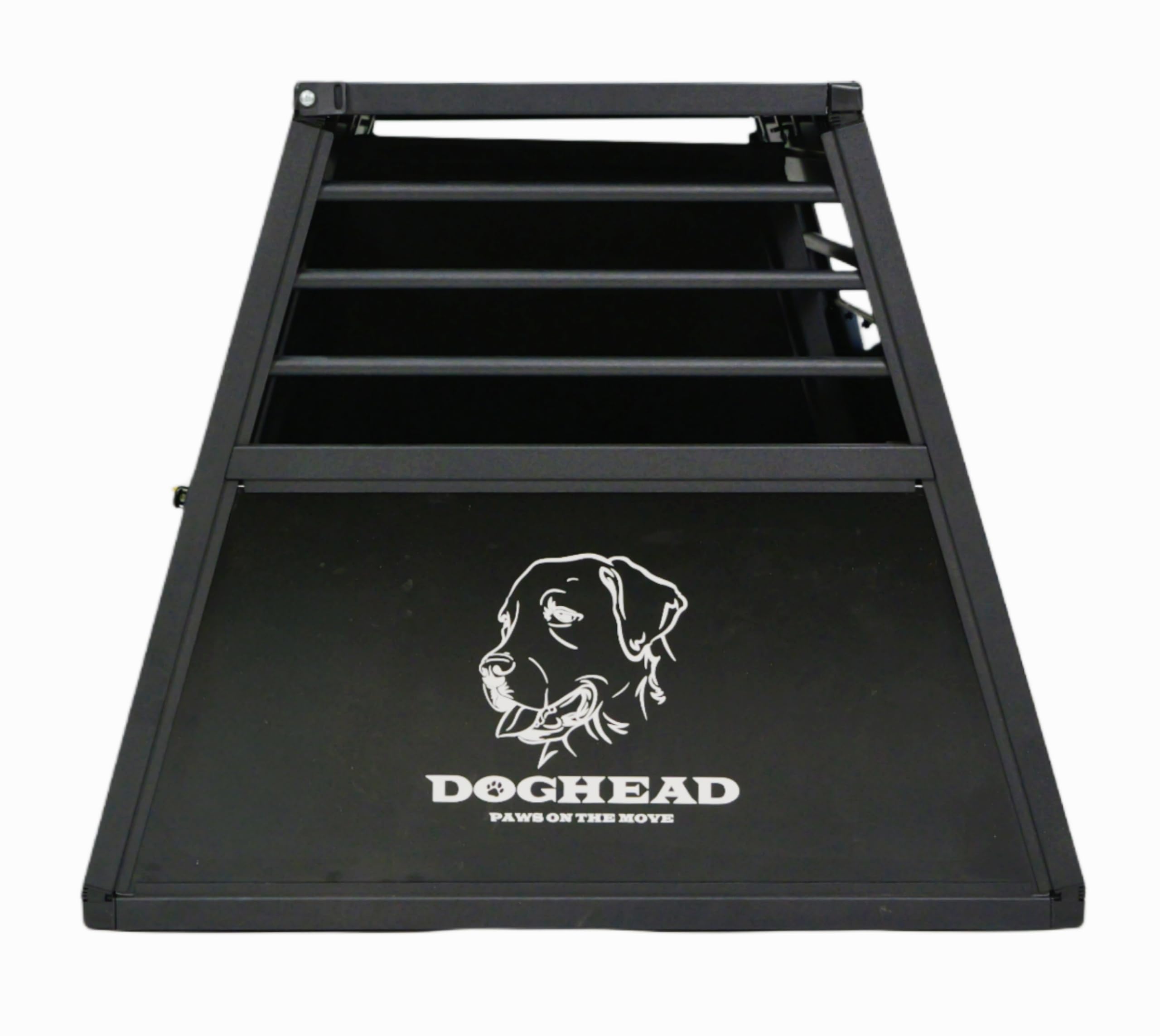 DOGHEAD Hundetransportbox Proline, Double 95x75x63 cm, Schwarz, Aluminium, Beidseitig Abgeschrägt 75°, mit Notausstieg, Keine Kombibox