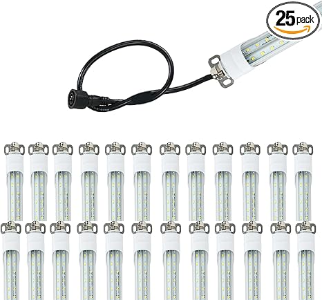 4FT T8 LED Refrigerator Tube Light 18W 2520Lm, 5000K Daylight LED Cooler or Freezer Lights Clear Lens for Fridge, Supermarkets Freezer, Grocery Stores, Black Wire, UL Listed 25 Pack