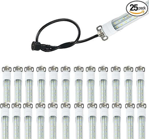 4FT T8 LED Refrigerator Tube Light 18W 2520Lm, 5000K Daylight LED Cooler or Freezer Lights Clear Lens for Fridge, Supermarkets Freezer, Grocery Stores, Black Wire, UL Listed 25 Pack