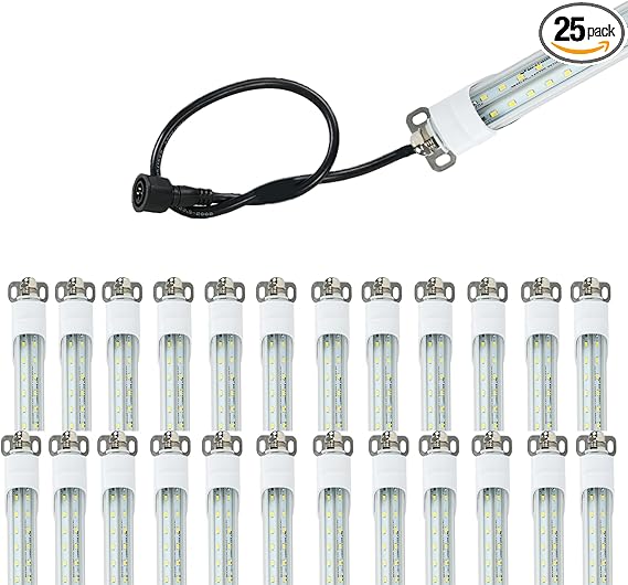 4FT T8 LED Refrigerator Tube Light 18W 2520Lm, 5000K Daylight LED Cooler or Freezer Lights Clear Lens for Fridge, Supermarkets Freezer, Grocery Stores, Black Wire, UL Listed 25 Pack