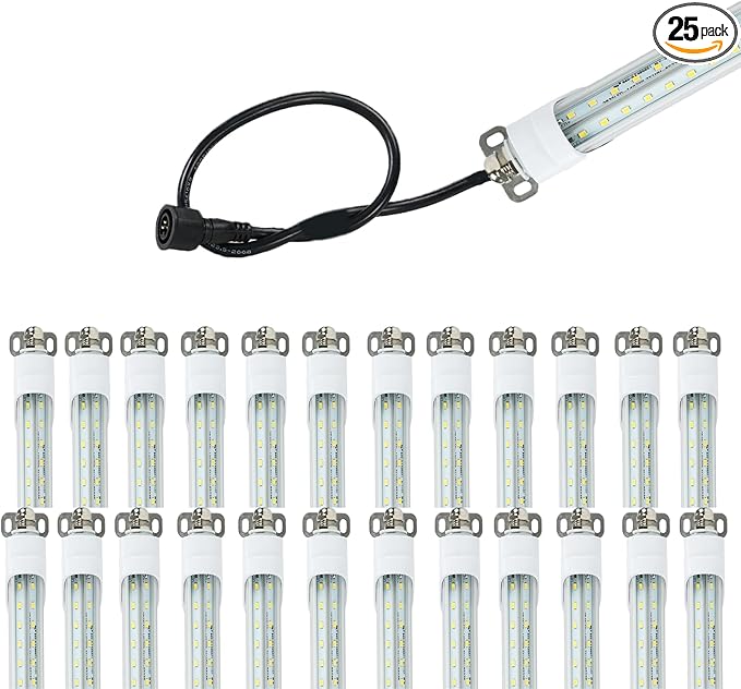 4FT T8 LED Refrigerator Tube Light 18W 2520Lm, 5000K Daylight LED Cooler or Freezer Lights Clear Lens for Fridge, Supermarkets Freezer, Grocery Stores, Black Wire, UL Listed 25 Pack