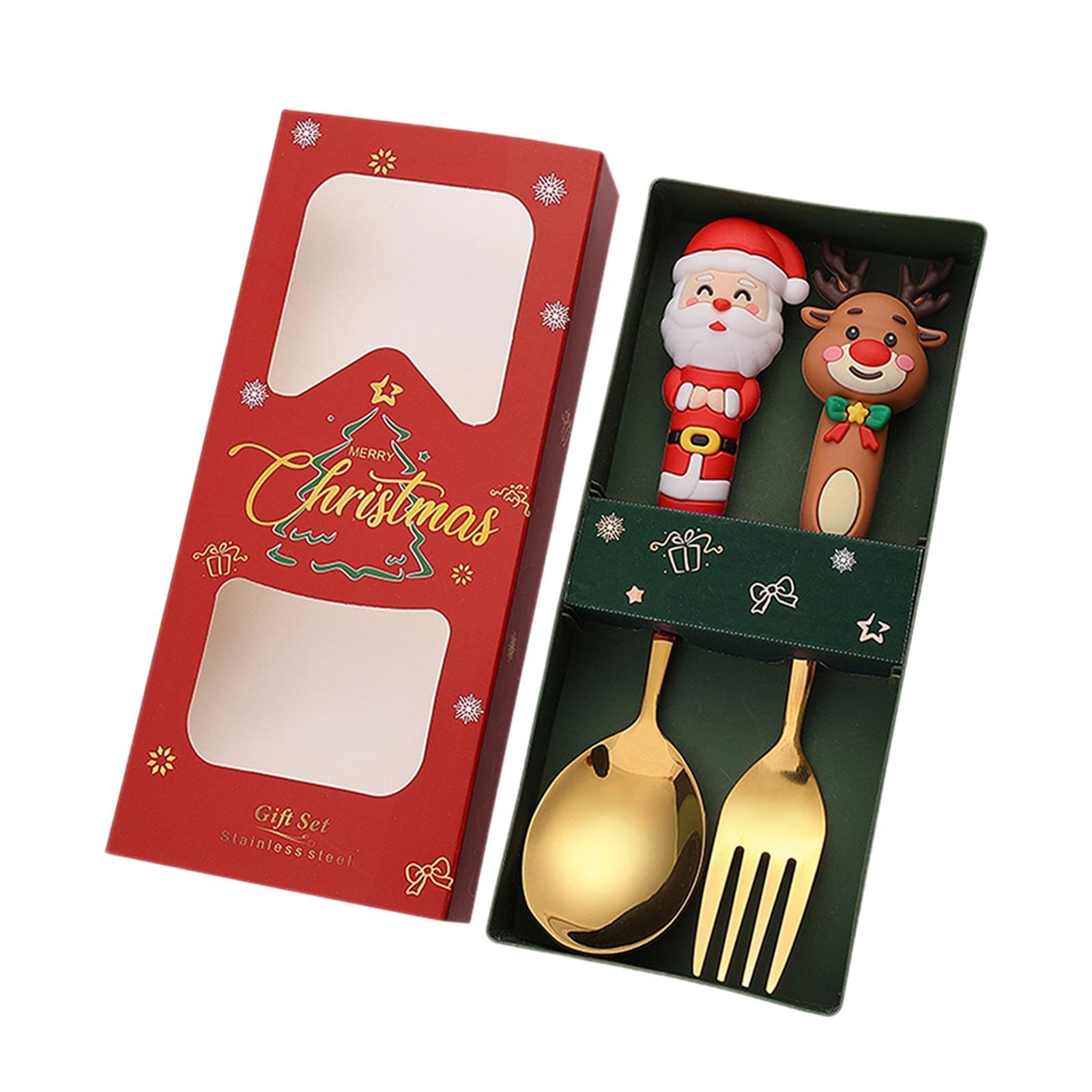 Set di 5 cucchiai di Natale forchette set di posate natalizie per uso quotidiano cucina di Natale 2C