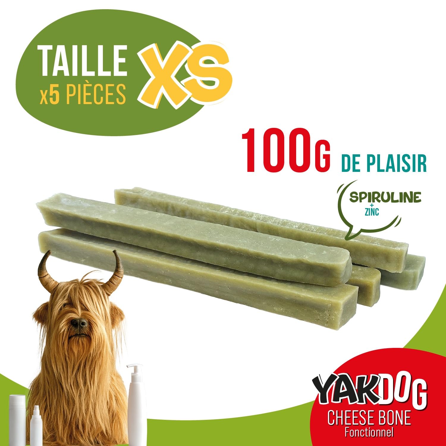 SANTÉ+ - Bâtonnets Au Fromage pour Chien - avec Spiruline - Peau, Pelage & Immunité - sans Gluten - Riche en Protéines & Calcium - Friandises Longue Durée - Recette Himalayenne - Belgique - XS