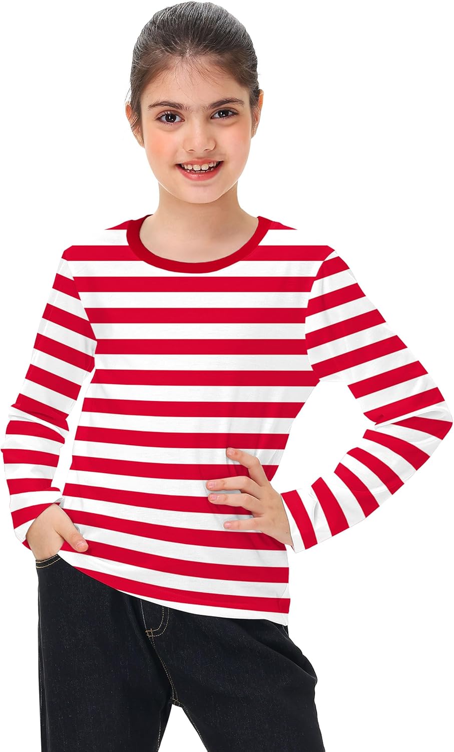 Remimi Kids Striped Shirts Long Sleeve Boys Girls Crew Neck Holiday Tshirts 3-14 Years - Image 3