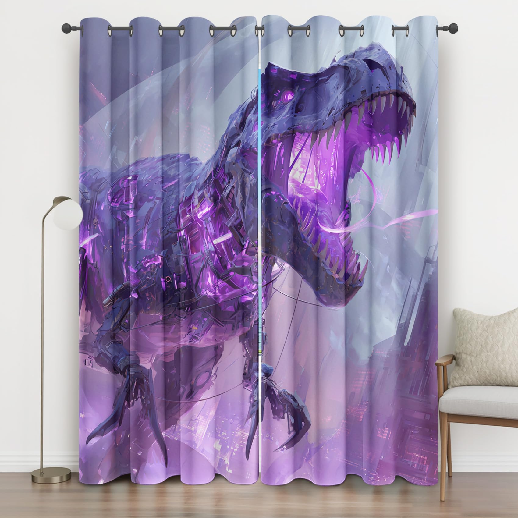 Rideau occultant dinosaure punk 234x160cm pour salon